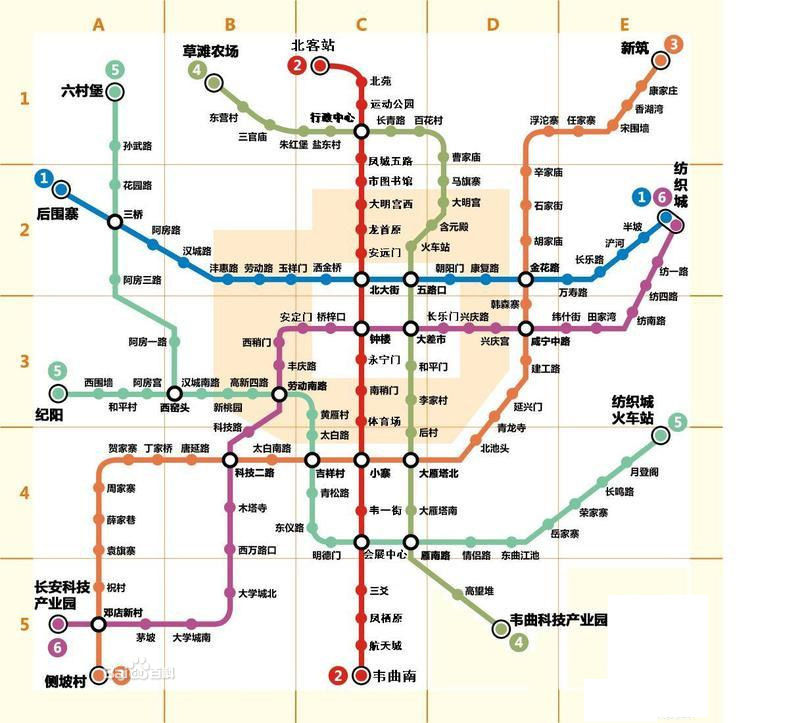 西安地铁一号线线路图及站点介绍